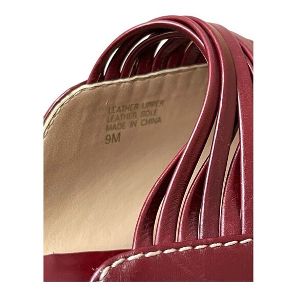 Circa Joan & David Red Leather Heel Sandals Mules Size 9 Open Square Toe EUC 90s - Picture 3 of 8